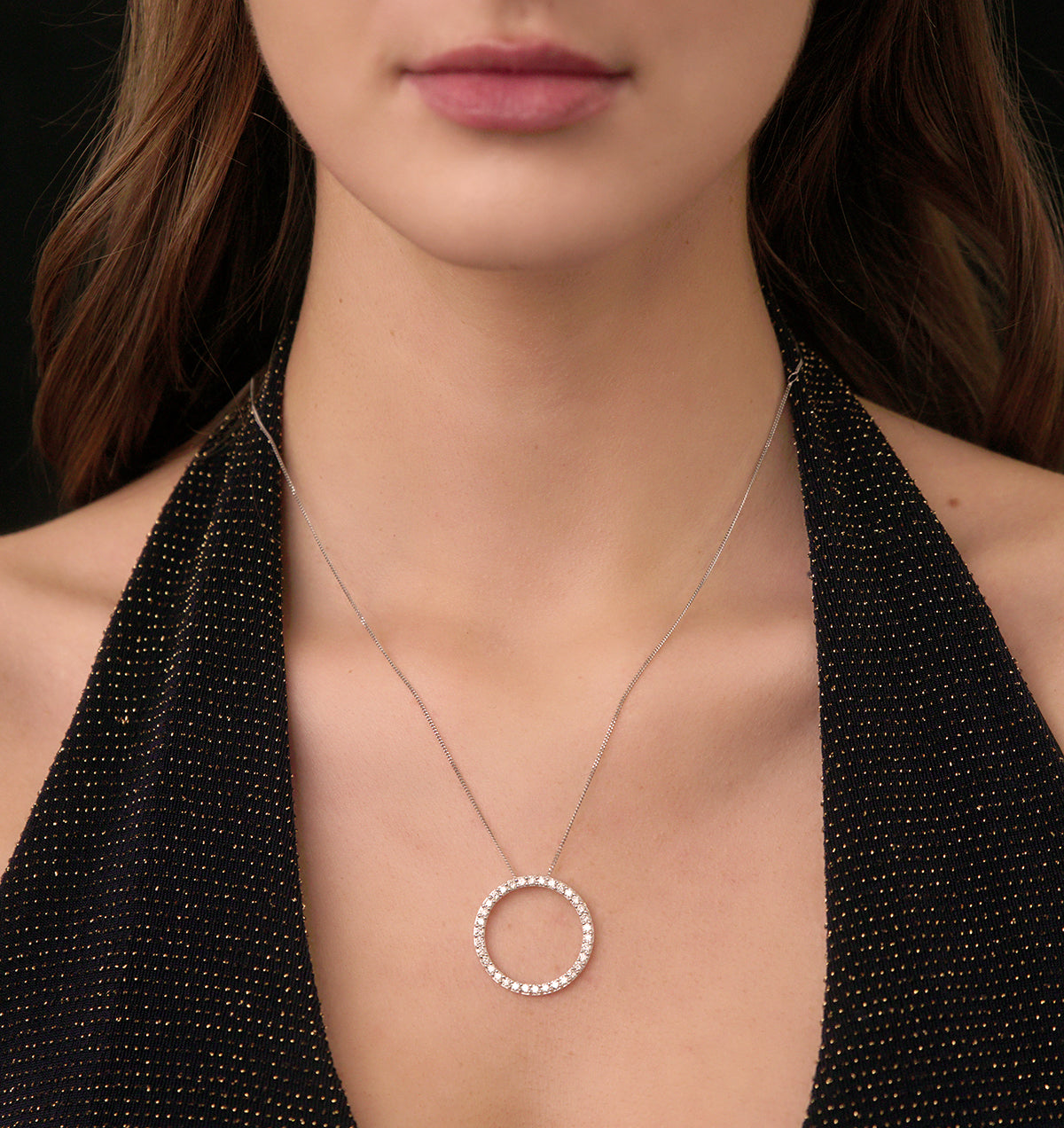 Lab Diamond Circle Necklace Pendant 1 Carat Set in 925 Silver